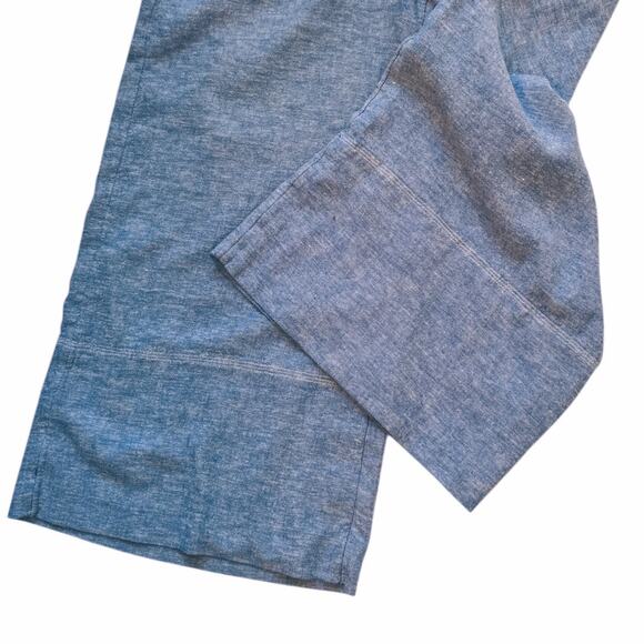 BR Factory Blue Chambray Linen Blend Wide Leg Cropped Pants S - Picture 5 of 7
